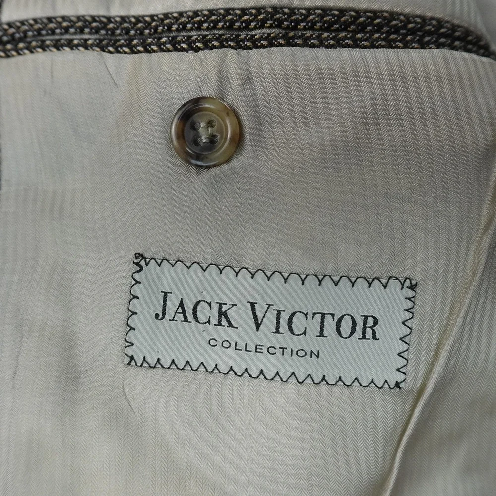 Jack Victor Blazer Mens 42 Brown Herringbone Bamboo Sport Coat Suit Jacket Top